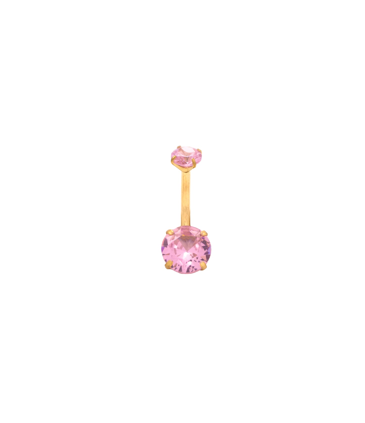 Goldenes Bauchnabelpiercing mit rosa Zirkonia