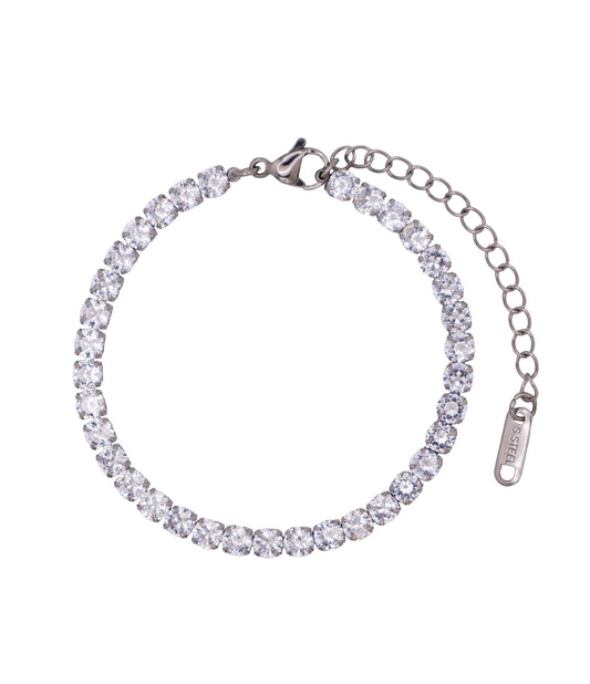 Silbernes Tennisarmband aus Edelstahl