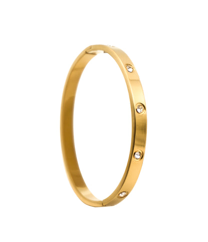 Goldener Edelstahl Armreifen mit Zirkonia