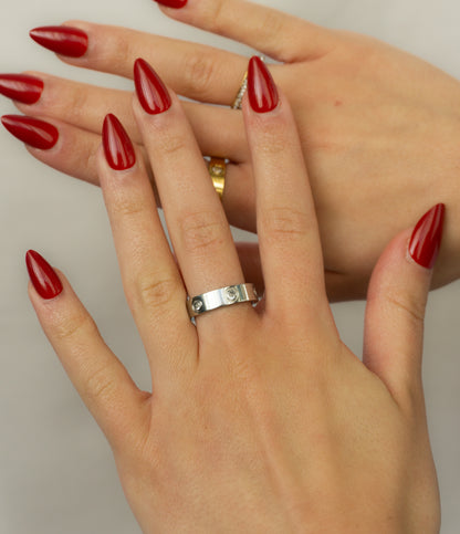 Breiter silberner Edelstahl Ring mit Zirkonia
