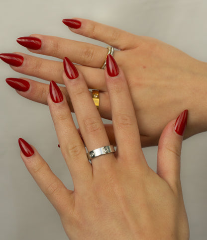 Breiter silberner Edelstahl Ring mit Zirkonia