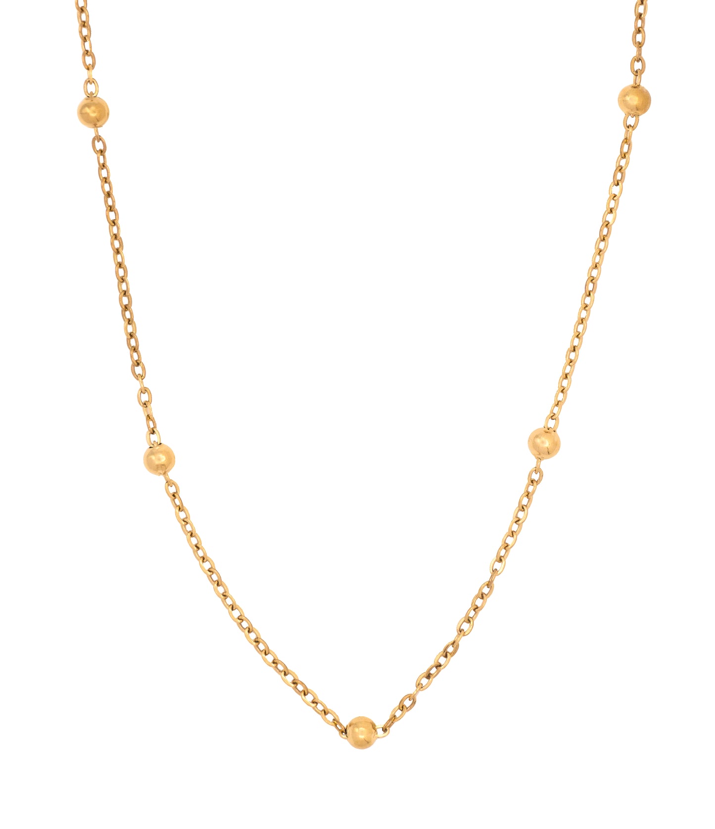 Edelstahl Halskette mit goldenen Perlen