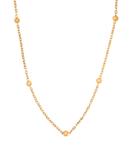 Edelstahl Halskette mit goldenen Perlen