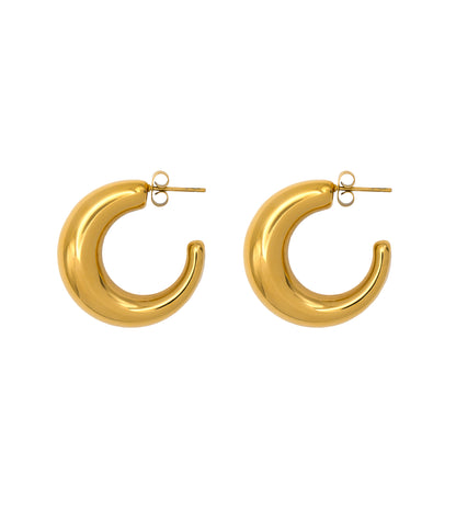 Klassische dicke goldene Edelstahl Kreolen