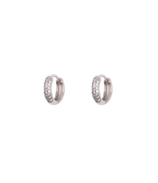 925 Sterlingsilber mini Kreolen mit Zirkonia Steinen