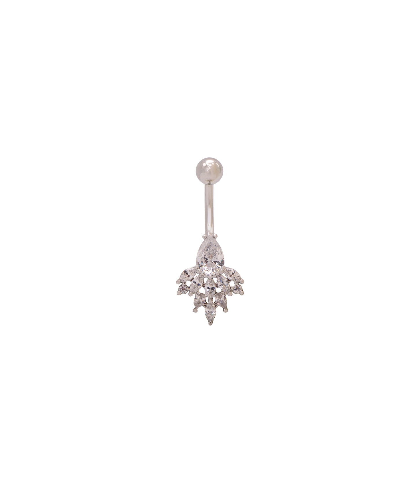 Silbernes Bauchnabelpiercing mit tropfenförmigem Zirkonia