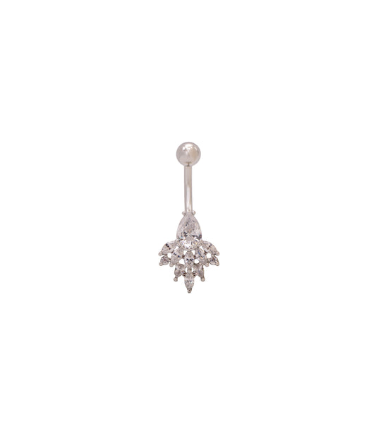Silbernes Bauchnabelpiercing mit tropfenförmigem Zirkonia