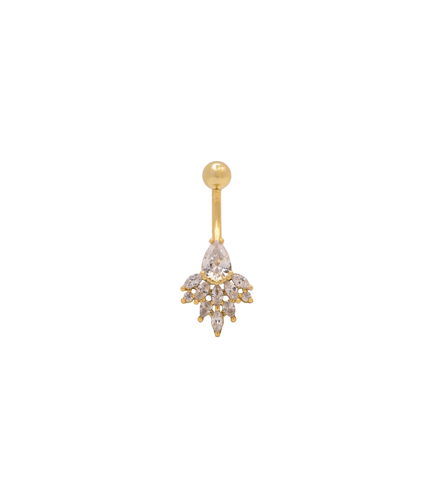 Goldenes Bauchnabelpiercing mit tropfenförmigem Zirkonia