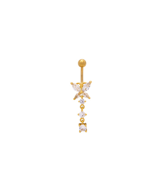 Edelstahl Bauchnabelpiercing mit Schmetterlings Design