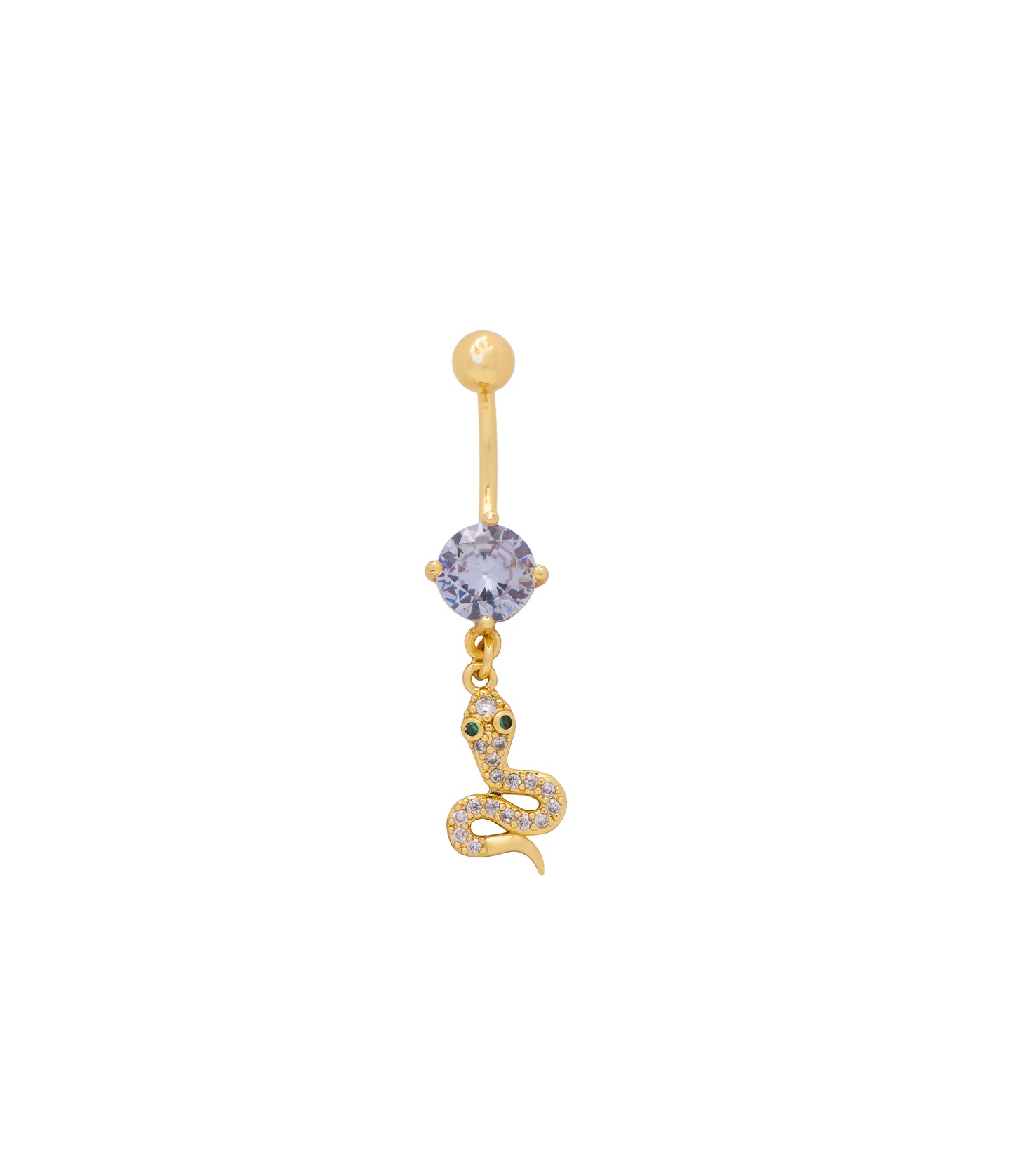 Schlangen Bauchnabelpiercing mit grünem Zirkonia