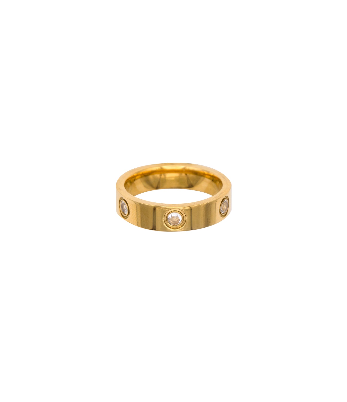 Breiter Edelstahl Ring mit Zirkonia