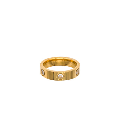 Breiter Edelstahl Ring mit Zirkonia