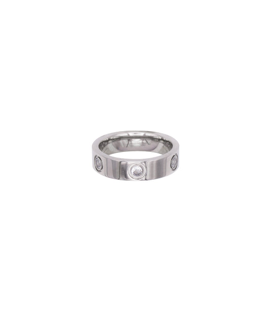 Breiter silberner Edelstahl Ring mit Zirkonia