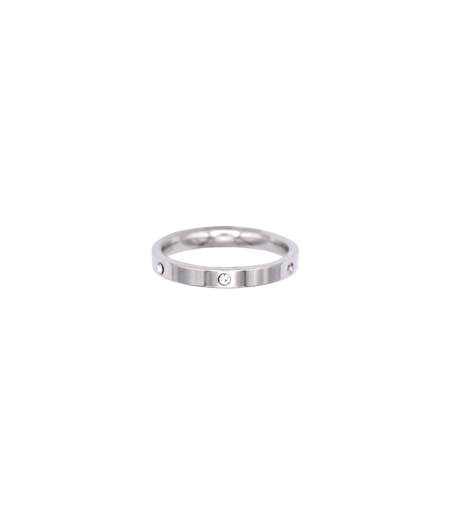 Silberner dünner Edelstahl Ring mit Zirkonia