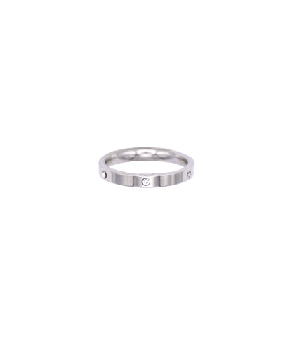 Silberner dünner Edelstahl Ring mit Zirkonia
