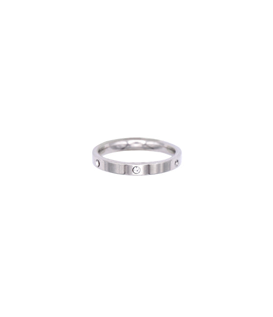 Silberner dünner Edelstahl Ring mit Zirkonia