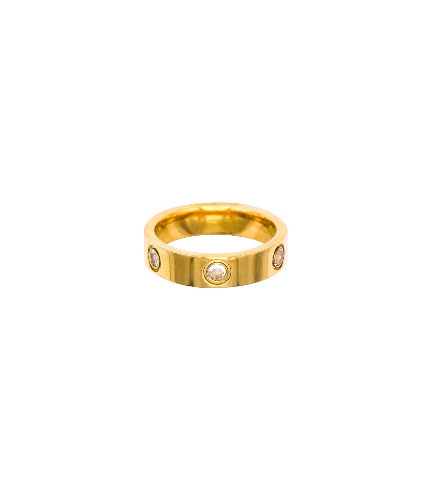 Breiter Edelstahl Ring mit Zirkonia