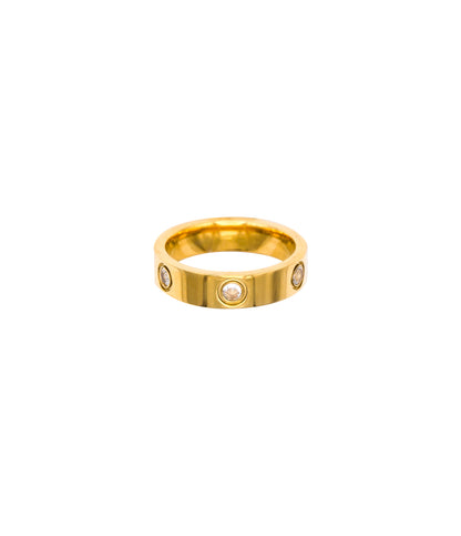 Breiter Edelstahl Ring mit Zirkonia