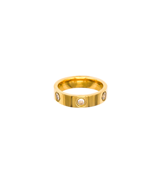 Breiter Edelstahl Ring mit Zirkonia