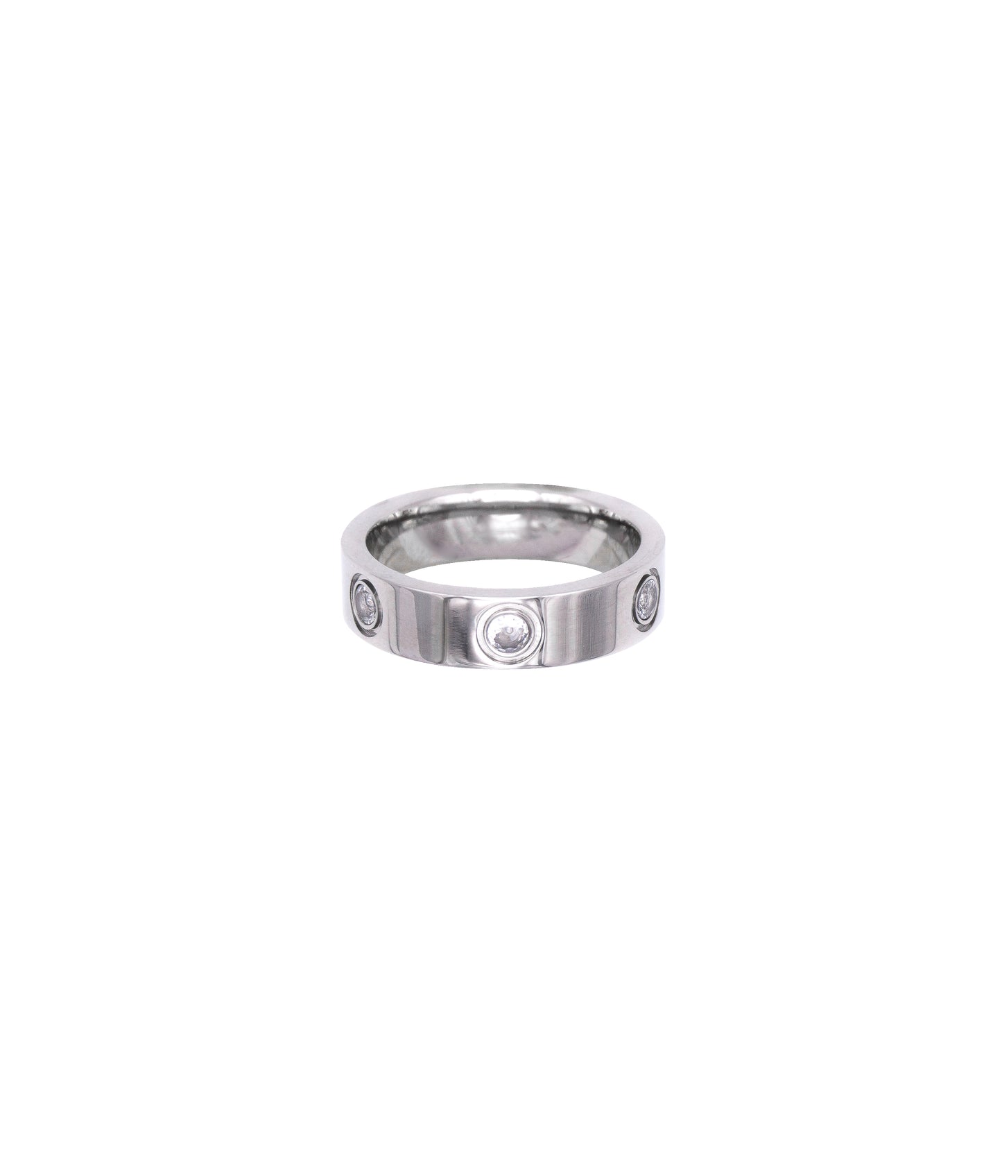 Breiter silberner Edelstahl Ring mit Zirkonia