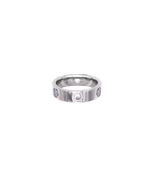 Breiter silberner Edelstahl Ring mit Zirkonia
